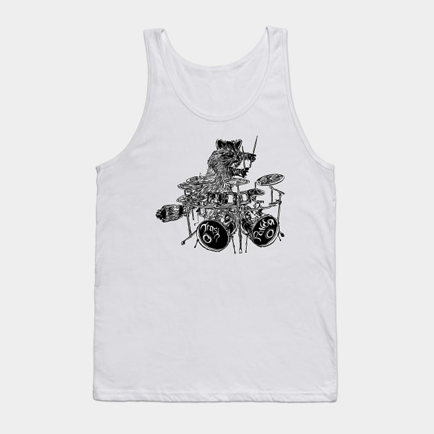 Trash panda drummer musician raccoon Tank Top by LastViewGallery